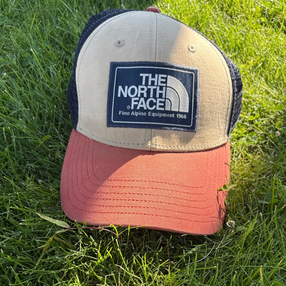 The North Face Tan and Red Cap